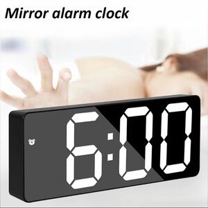 Digital Alarm Clock for Bedroom, Mirror Surface LED Electronic Clocks